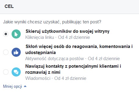 Zaawansowane opcje reklamowe na Facebooku. rys.2