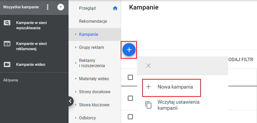 Tworzenie kampanii Discovery krok po kroku - tworzenie Kampanii