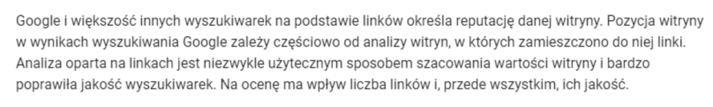 Wpływ linków na pozycje w wynikach wyszukiwania.